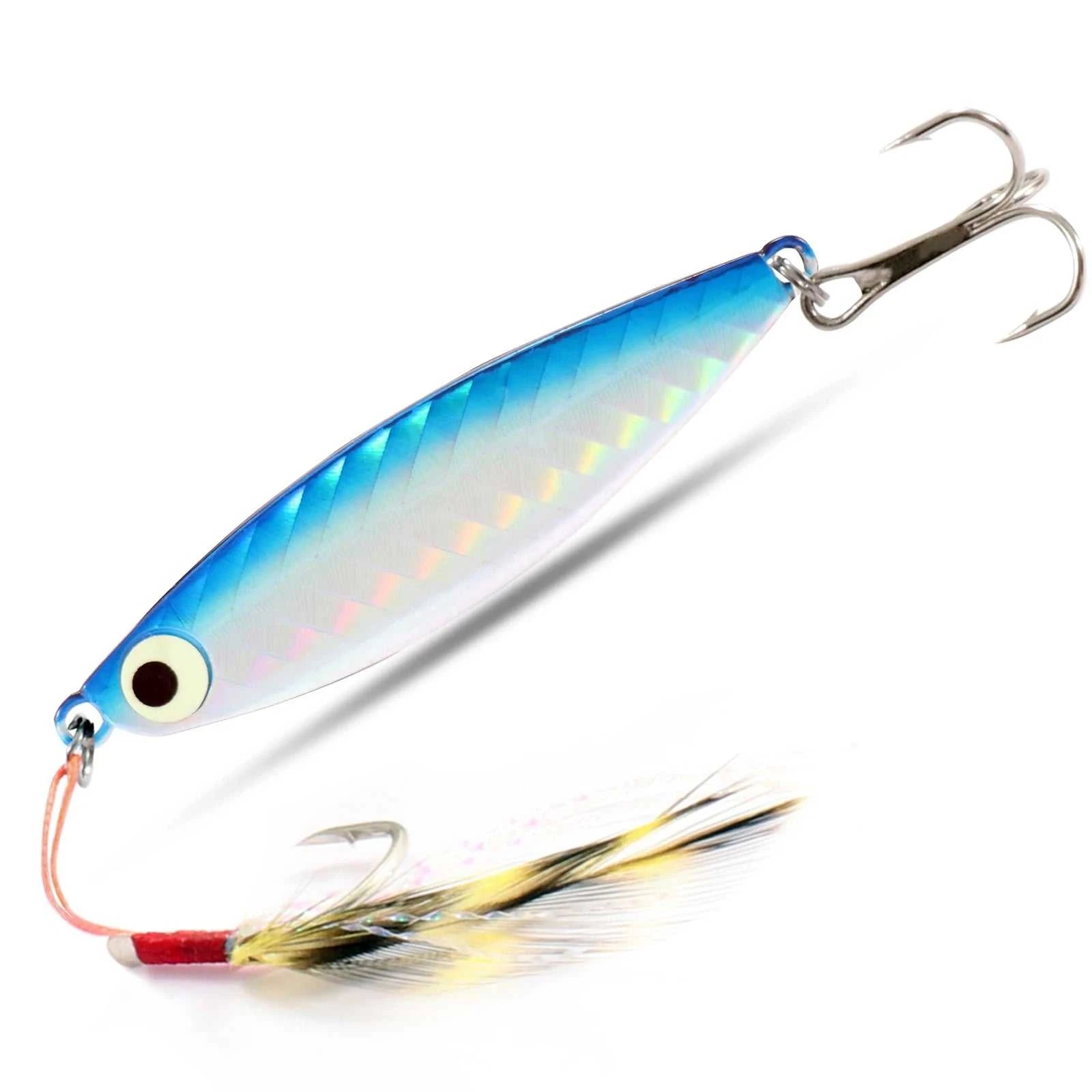 Fishing Lures Metal Jig Spinning Spoon Feather Carbon Hook Hard Artificial Bait Luminous Eye Sinking Casting Bass Tackle Pesca The jack market .AU The jack market .AU Fishing Gear $ 21 14:29#Fishing Lure A