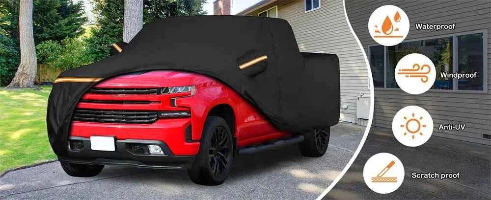 Custom Outdoor Waterproof Car Covers For Chevrolet Silverado 1500 Crew Cab 6.6ft Bed Waterproof All Weather Pickup Truck Cover