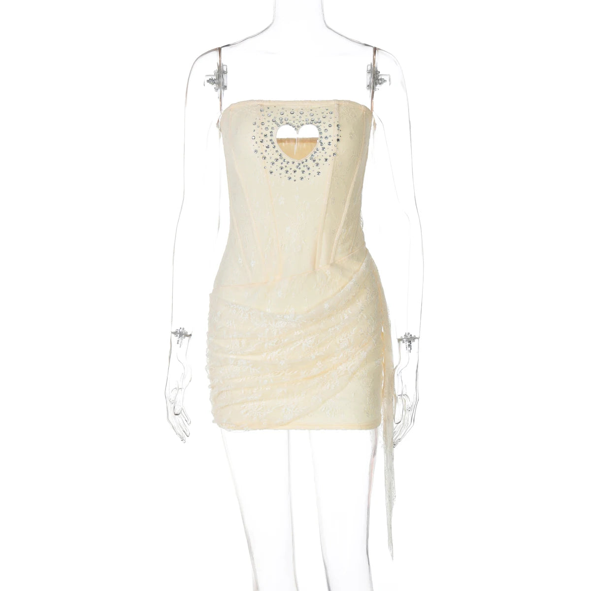 Hugcitar Heart-Shaped Cutout Mini Dress - Sexy Sequined Mesh with Zipper for Summer Festivals & Birthdays