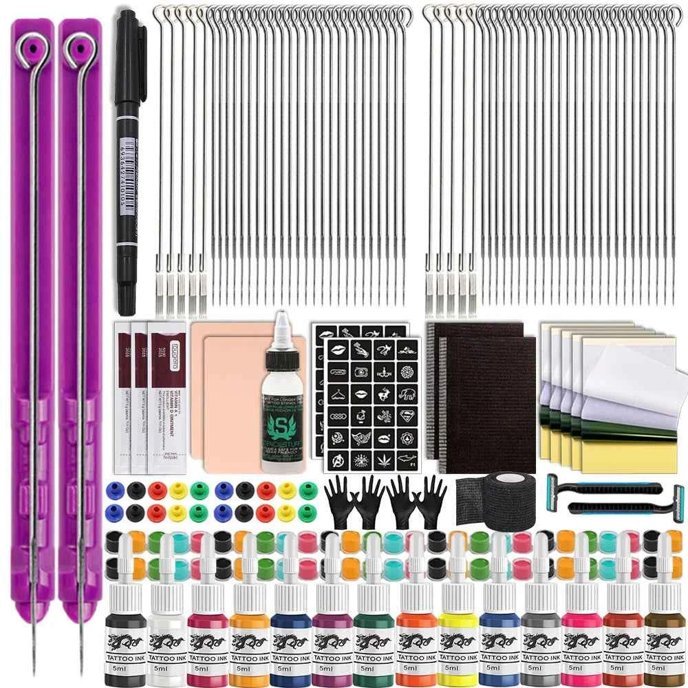 3D Hand Poke Tattoo Kit - Complete DIY Body Art Set with Needles, Ink Cups, Pigments & Bandages for Beginners