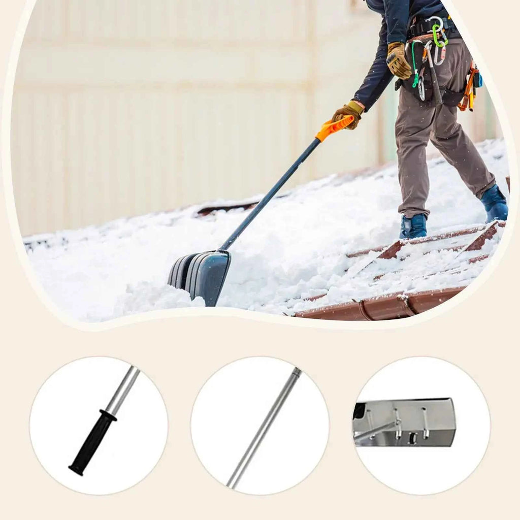 Snow Roof Rake with Wheels Durability Premium Time Saving Aluminum Alloy Snow Removal Tool Cleaning Tool for Rooftop Patio Lawn