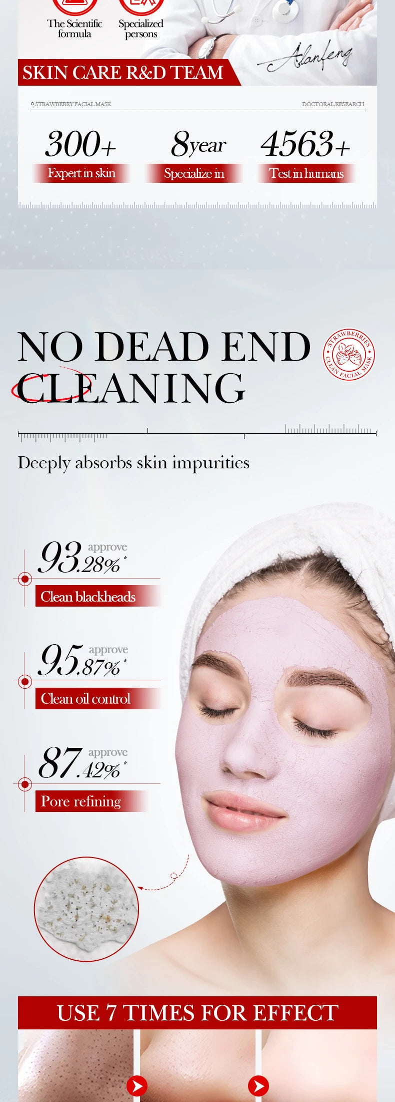 5pcs SADOER Strawberry Face Mask Mud Masks Facial Moisturizing Blackhead Removal Clay Skin Care Products