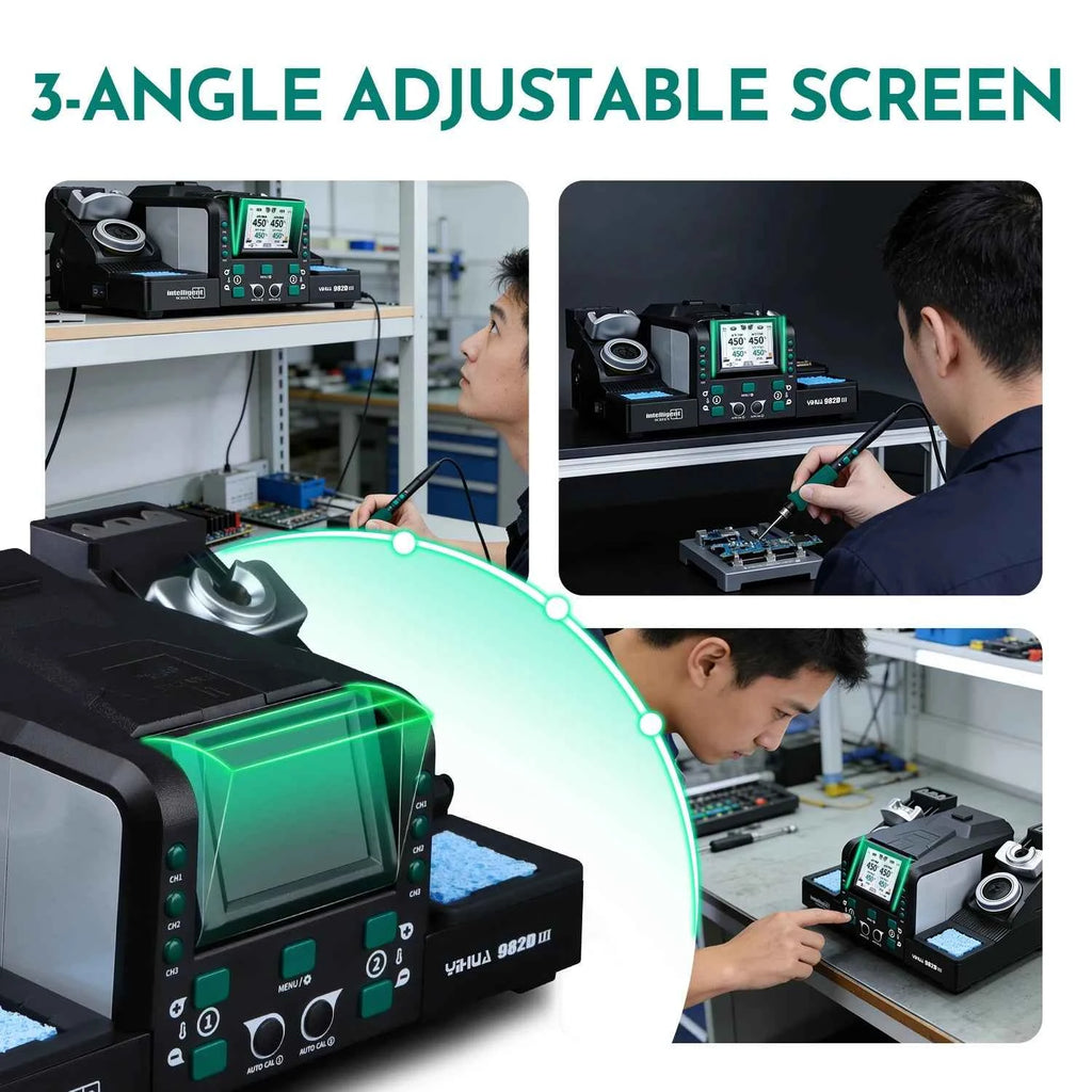 YIHUA 982D-III Precision Tweezers Soldering Iron C210 Station for SMT SMD Micro Component Rework Station with Auto Calibration