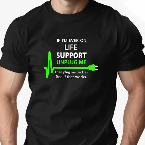 100% Cotton Men's Round Neck T-shirt Creative "Life Support Unplug" Socket Graphic Print Breathable Casual Loose Oversized Tee The jack market .AU The jack market .AU Men Fashion $ 39 14:1254#Light Blue;200007763:201336100;5:361386