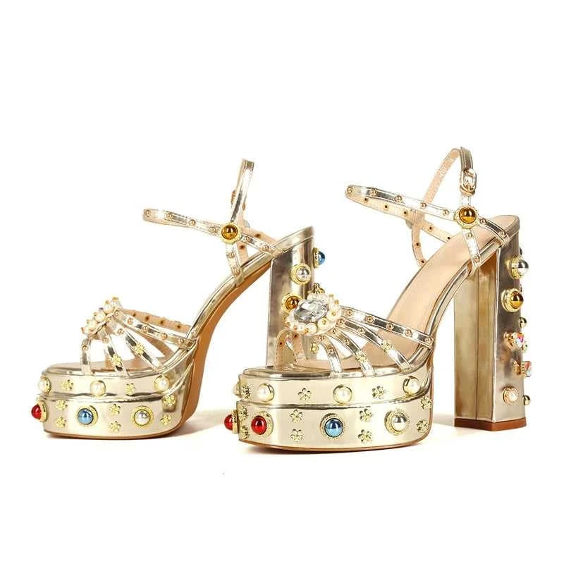 Women's New Summer Sandals Waterproof Platform Thick Bottom Water Diamond Pearl Rivet Flower Satin Open Toe High Heel Large The jack market .AU The jack market .AU Step Up Your Style: Trendy Shoes for Every Occasion! $ 138 14:201496390;200000124:200048359