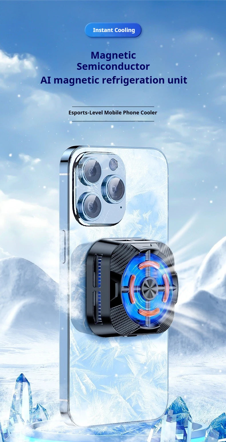 New Mobile Phone PUBG Game Cooler Semiconductor AI Temperature Control with RGB Light Magnetic/Back Clip Cooling Radiator