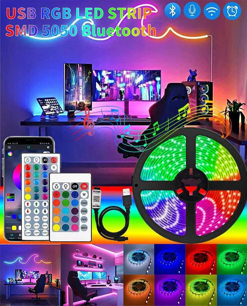 1-30M 5V USB Bluetooth LED Strip Light SMD 5050 5V RGB Flexible LED Strip Bluetooth APP Control Color Change For TV background The jack market .AU The jack market .AU Home $ 56 136:9131278654#24key IR controller;380:6286#20 m