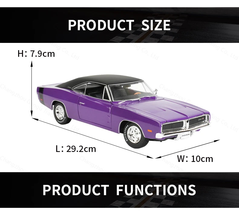 Maisto 1:18 1969 Dodge Charger R/T Sports Car Static Die Cast Vehicles Collectible Model Car Toys