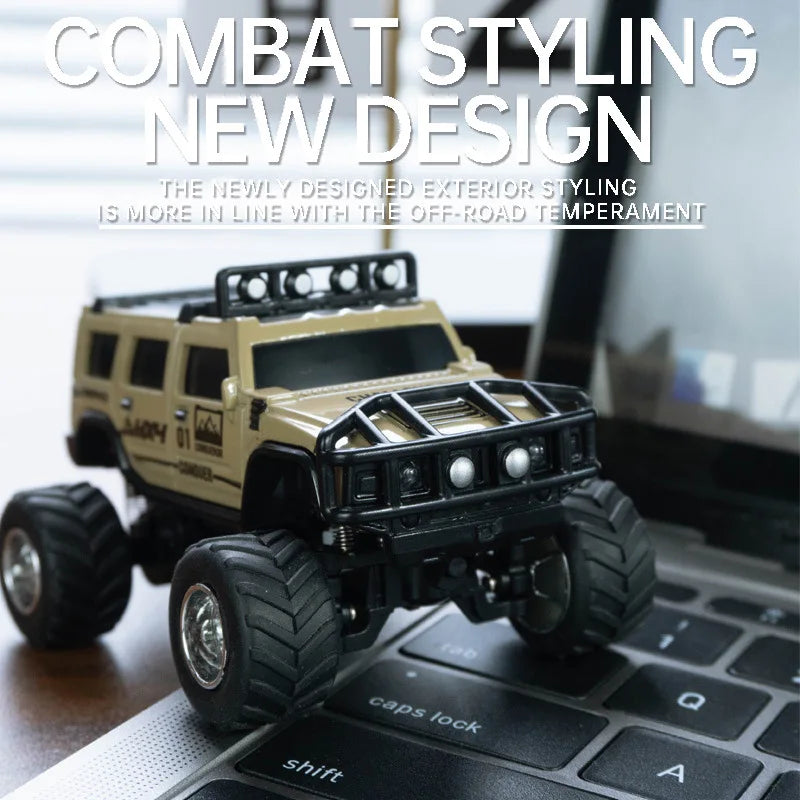 1/64 RC Car Mini HG4-221 Off-Road Vehicle Simulation Hummer 2.4G Remote Control Climbing Car with APP Lights Control Gifts Toys