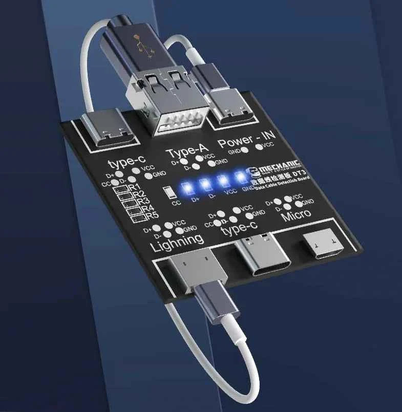 MECHANIC DT3 USB Cable Tester Data Cable Test PCB Board for IPhone Android USB Type-C Lightting Date Cable on-Off Detection