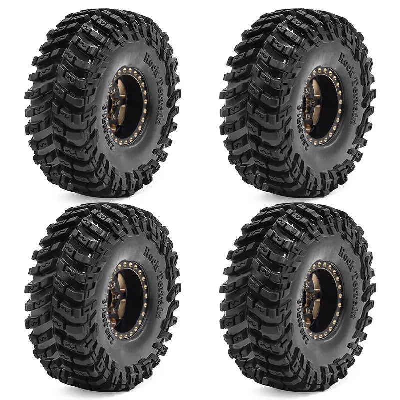 4pcs 63mm 1.0" Metal Beadlock Wheel Tire Set For 1/18 RC Crawler Car  SCX24 FMS Ascent-18  Upgrade Parts Accessories