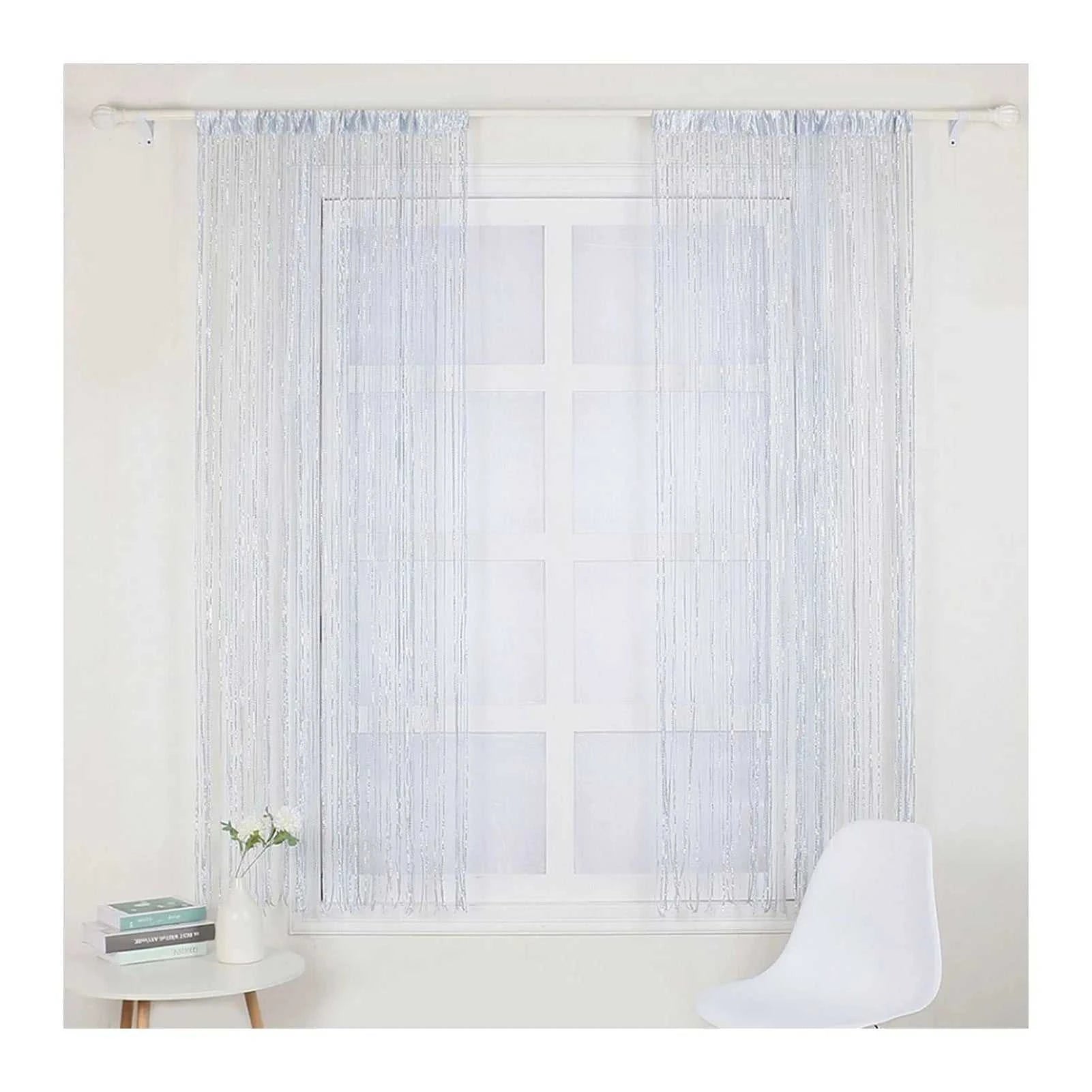200X100Cm Living Room Multi-Color Tassels Linear Silk Thread Curtain Suitable for Privacy Screen Home Door Curtain Decoration The jack market .AU The jack market .AU Home $ 57 14:193#Black