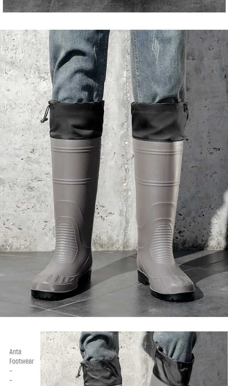Black High-Top Men's Rain Boots, Adjustable Drawstring Long Boots, Wear-Resistant, Non-Slip, Outdoor Fishing Waterproof Boots, Farm Work Rain Boots, Pvc Water Boots The jack market .AU The jack market .AU Step Up Your Style: Trendy Shoes for Every Occasion! $ 71 14:193;200000124:200000364
