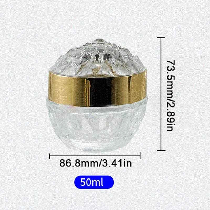 Luxury Glow Diamond Glass Face Cream Jar - 50g Acrylic Container for Creams & Lotions, Perfect Travel Companion