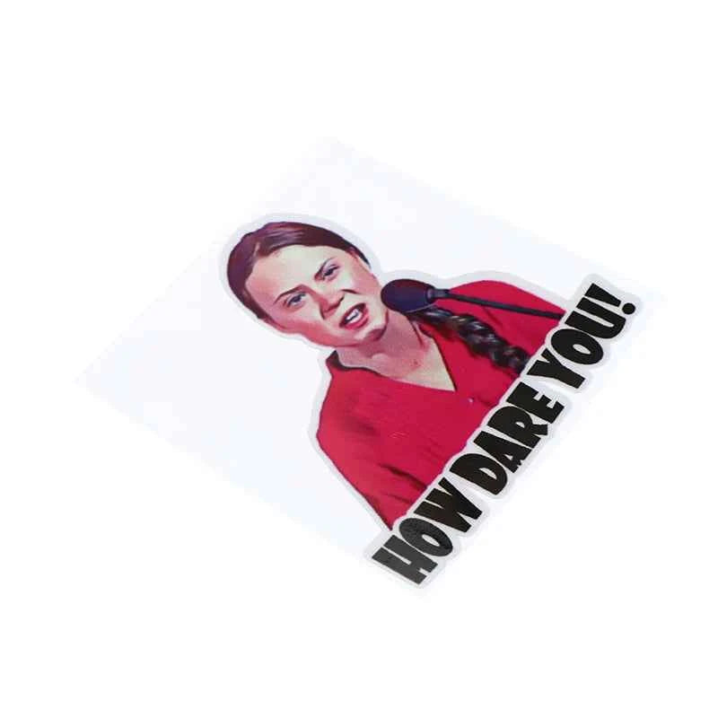 2pcs 8*8cm How Dare You Greta Thunberg Vinyl Decal Sticker Window Truck Car
