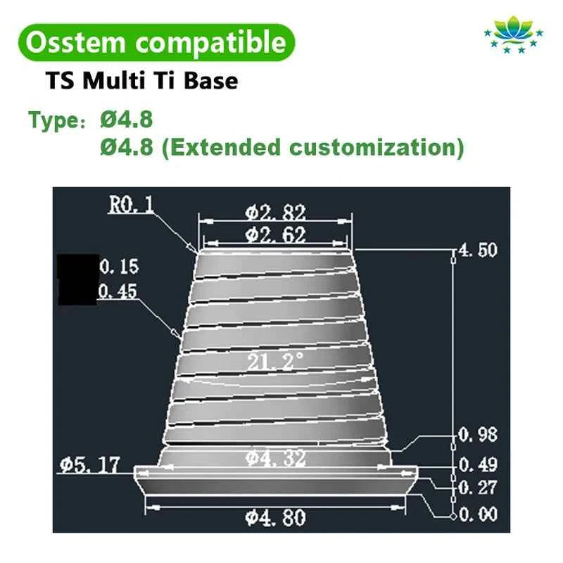 Osstem Multi-Unit Titanium Base Abutment CAD/CAM Grade 5 Ti-Base High Precision Implant Restoration for Dental Clinics & Labs