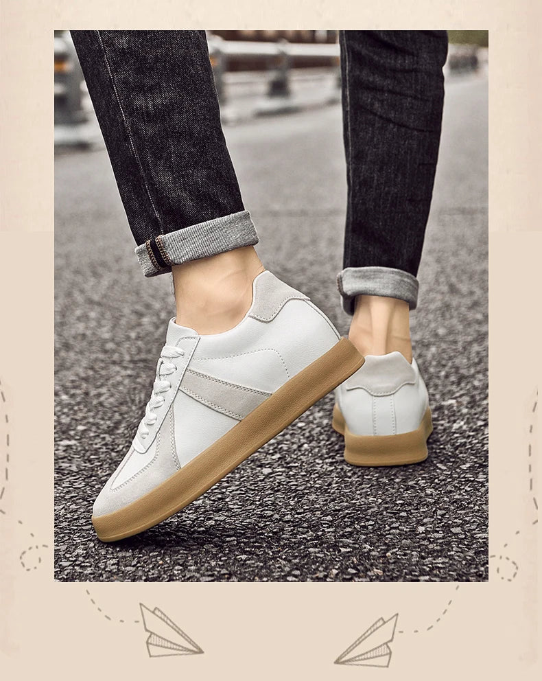 Men Women Genuine Leather Casual Elevator Shoes Leisure Sneakers Sports Zapatos Mujer Men's Height Increasing Shoes Tennis Shoes