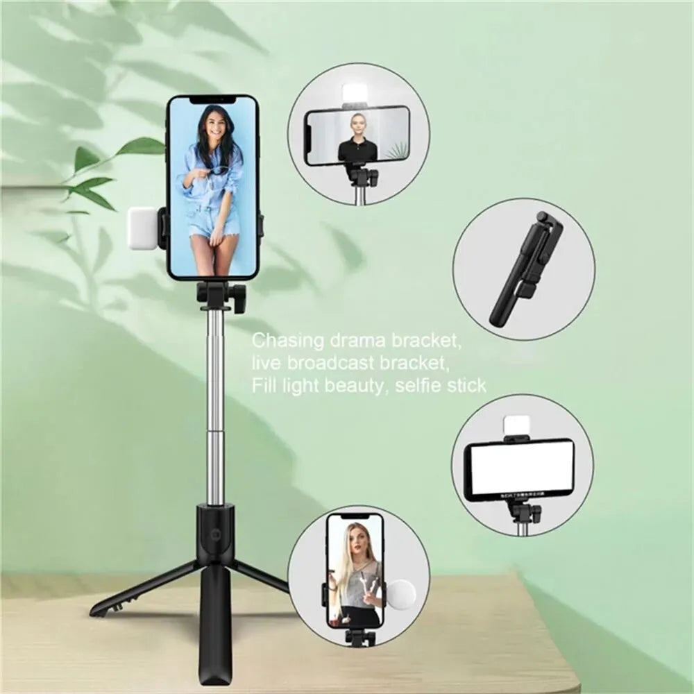 Portable Bluetooth Selfie Stick Tripod Holder with Remote Shutter Fill Light Extendable Wireless Remote Retractable Phone Stand - Jack market 1988Jack Market 1988