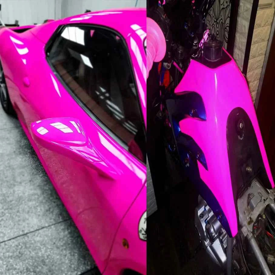 Premium Car Styling Glossy Fluorescent Yellow Vinyl Sticker Glossy Fluorescent yellow Vinyl Wrap Self Adhesive Sticker