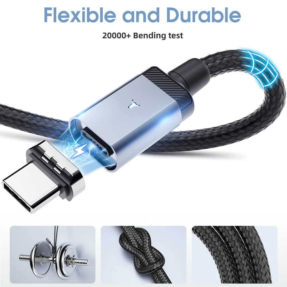 Huawei Magnetic USB C Cable – 65W PD Fast Charging & Data Sync Cord for Samsung & Xiaomi Phones