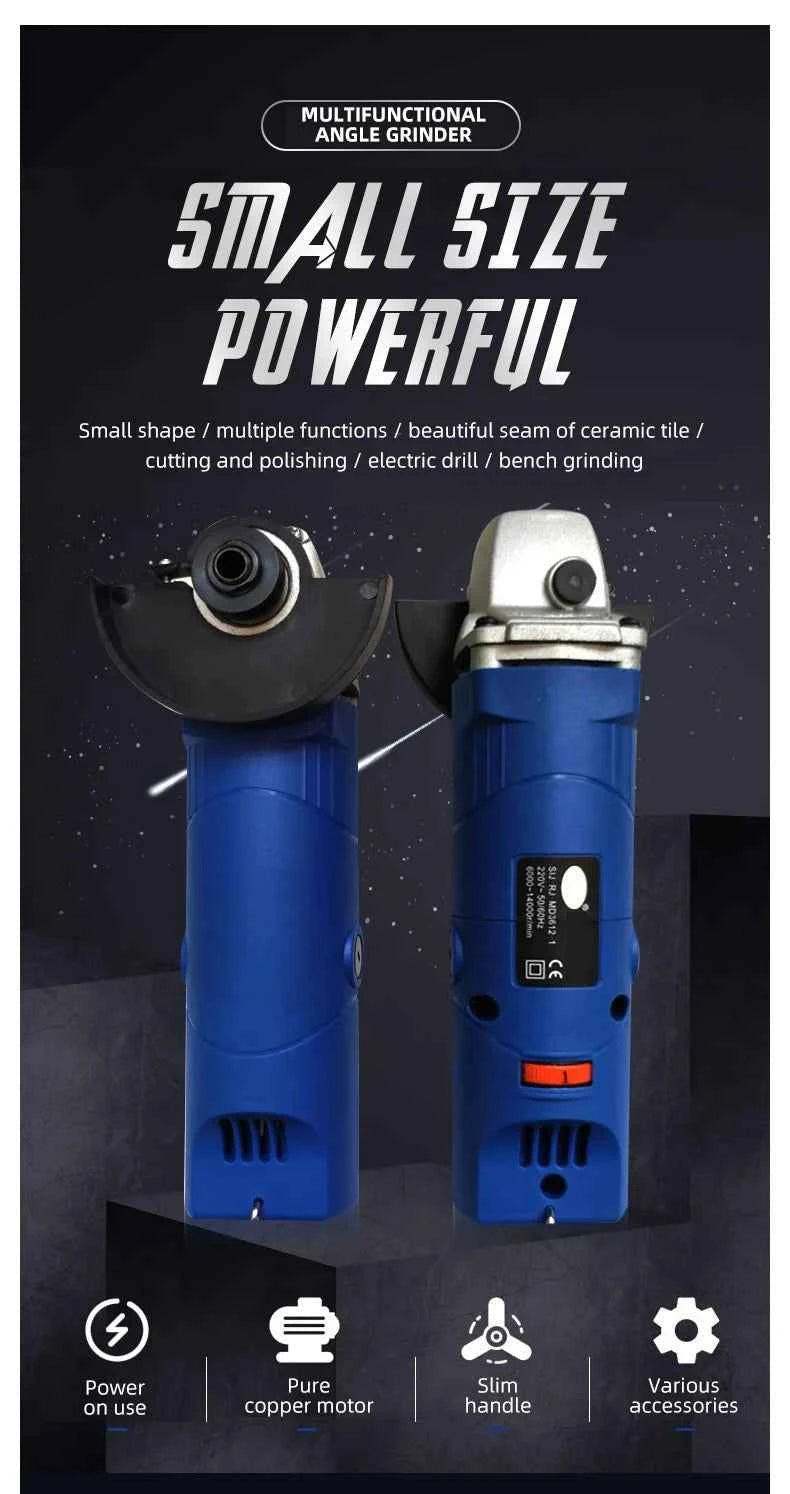 Brand Name Mini Electric Angle Grinder - Versatile 110V/220V, 6 Speed Settings for Precision Cutting, Polishing & Grinding