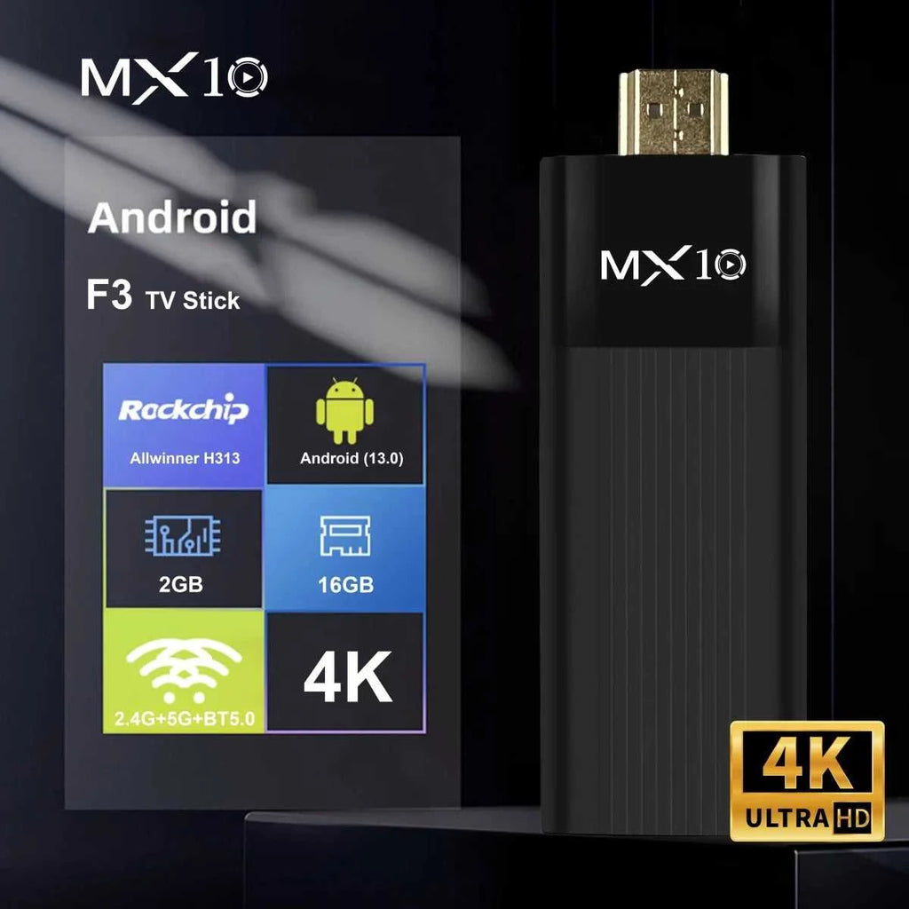 Ultra HD 4K Android TV Stick MX10-F3 Stick Mini Home TV Stick H313 Quad Core Support 2.4/5G Dual Wifi 2GB RAM 16GB ROM The jack market .AU The jack market .AU Home $ 83 14:193