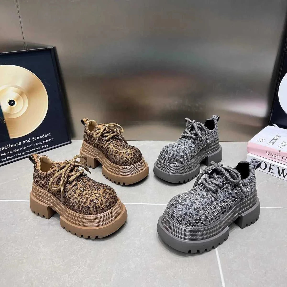 Luxurious Rhinestone Women's Shoes Leopard Lace-up Fashion Motorcycle Boots Thick Soled Lightweight High Street Mujeres Sneaker The jack market .AU The jack market .AU Step Up Your Style: Trendy Shoes for Every Occasion! $ 87 14:1254#Angola Red;200000124:200000334