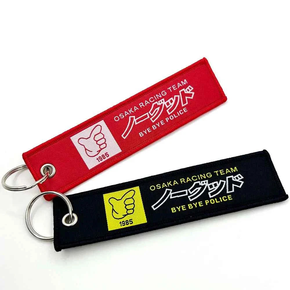 JDM Racing Keyring Embroidered Nylon Fabric Keychain Moto Keychain Car Key Tags for Nos Nightkids Keychain Motorcycle Initial D