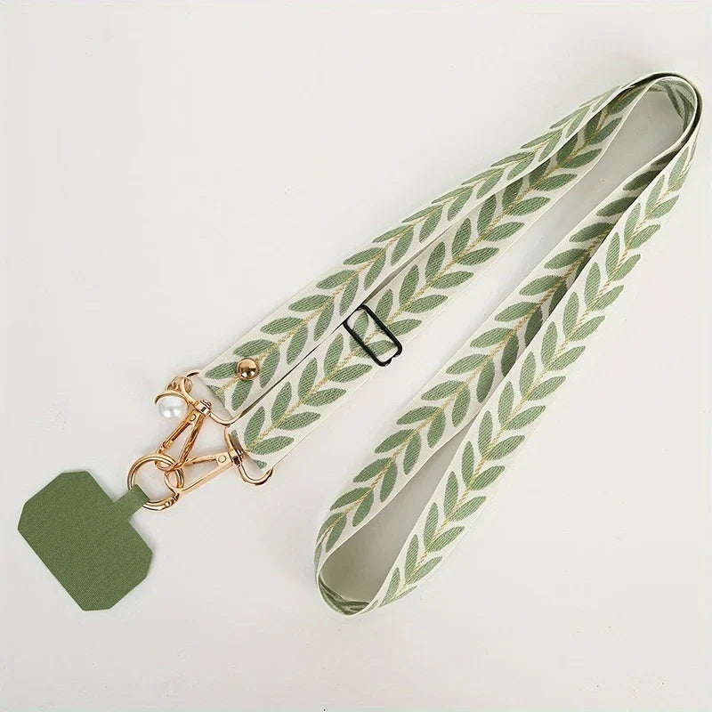 Adjustable Long Mobile Phone Lanyard Crossbody Card Neck Cord Clip Hang Lanyard Pearl Hanging Ornaments Charm Anti-lost Lanyard