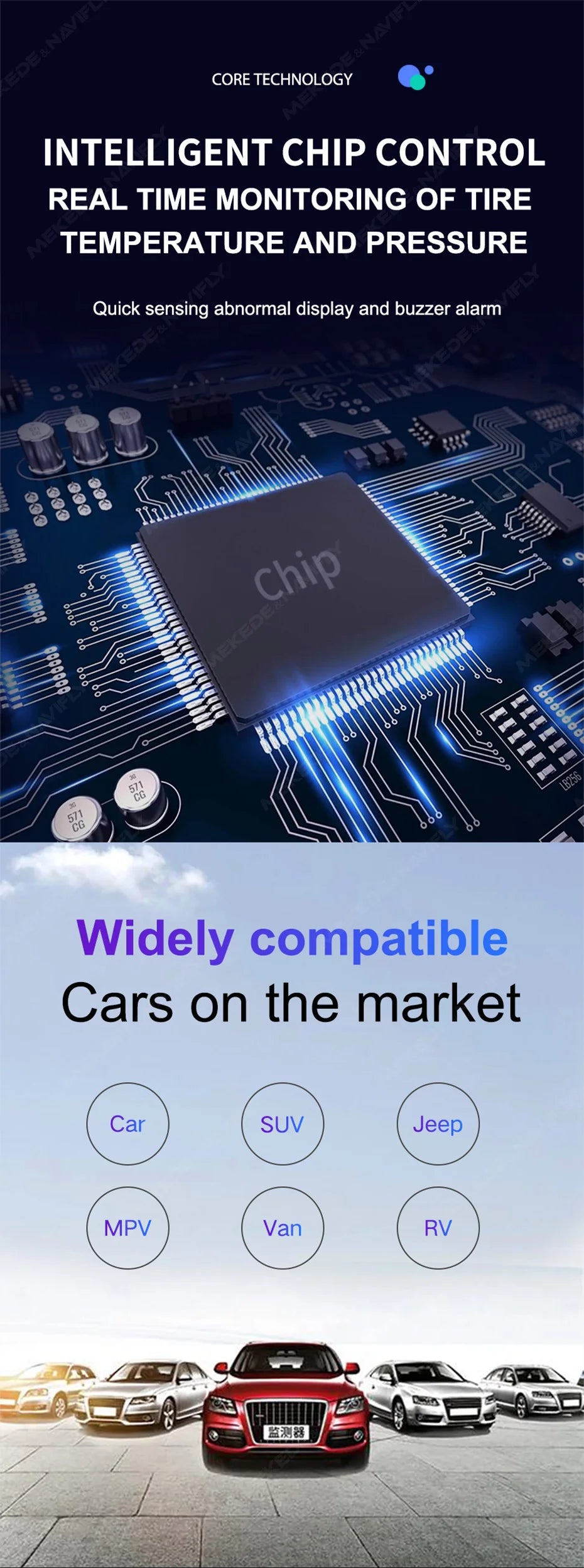 Original Car Design Dedicated Intelligent TPMS Compact and unobtrusive Accessories New Upgraded Tire Pressure Monitoring System