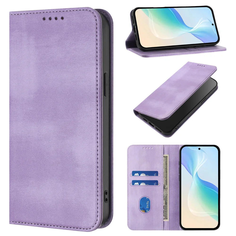 Luxury Leather Wallet Flip Case for Xiaomi Redmi 15/15C & Poco C85 - Magnetic Back Cover