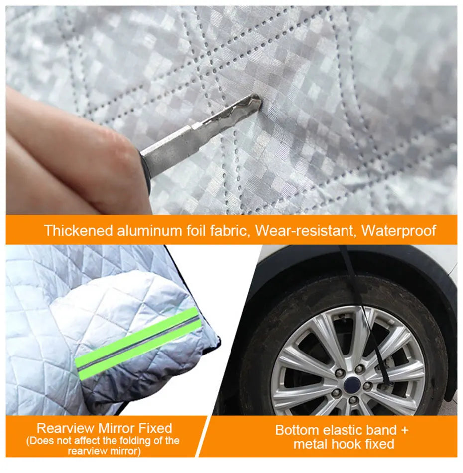 Car Windshield Cover Front Windscreen Sunshade Half Cover Car Exterior Snow Shield Cover Vehicles Protective Shade for Sedan SUV
