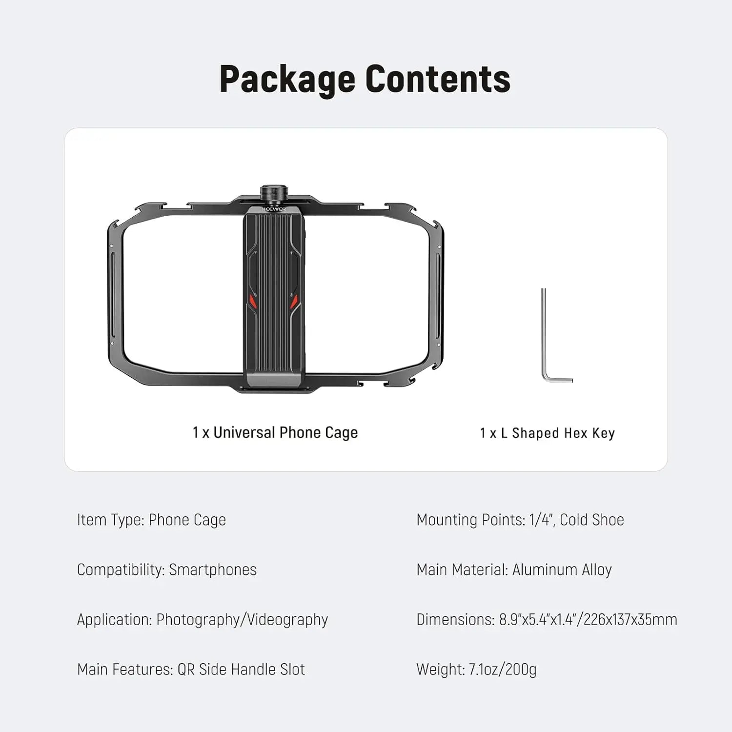 NEEWER Universal Phone Cage, Smartphone Video Rig with Quick Release Mounts Cold Shoes for Videomaker Filmmaking Vlogging
