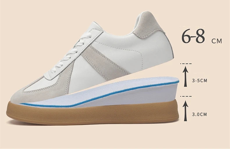 Men Women Genuine Leather Casual Elevator Shoes Leisure Sneakers Sports Zapatos Mujer Men's Height Increasing Shoes Tennis Shoes