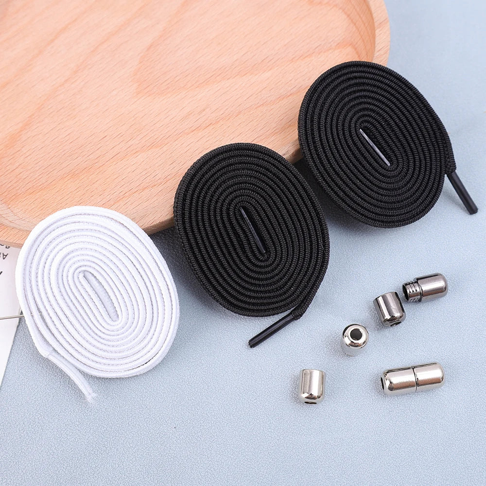 No Tie Shoe Laces Metal Capsule Lock Elastic Laces Sneakers Flat Shoelaces Without Ties Kids Adult Quick Shoes Lace Rubber Bands