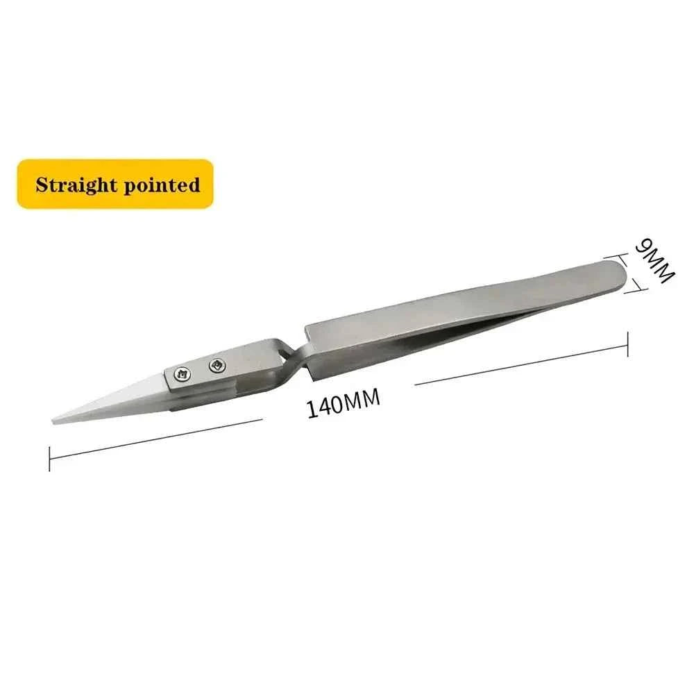 Ceramic Precision Tweezers - Anti-Static, Acid Resistant, Stainless Steel for Electronics Repair
