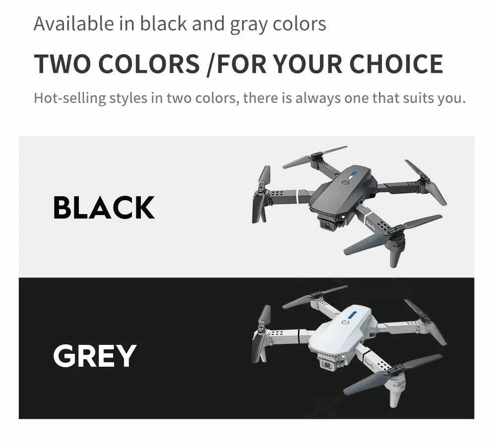 Foldable E88 Mini Drone with 4K HD Camera WiFi FPV Function RC Quadcopter Aircraft Toy Ideal Gift for Both Kids and Adults The jack market .AU The jack market .AU Drones $ 71 14:691#Gray-Dual-4K-Bag