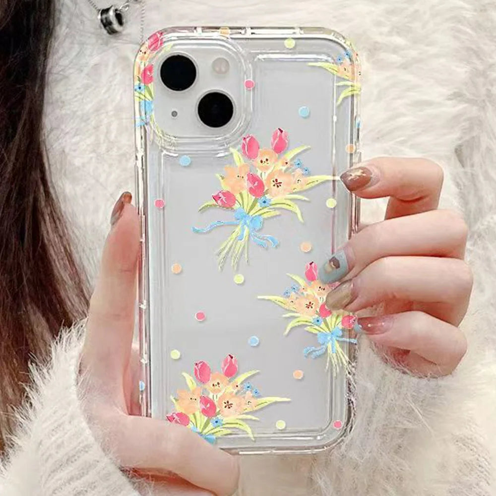 Case For iPhone 17 16 15 14 Pro Max 13 12 11 Colorful Floral Pattern Soft Phone Cover For iPhone XS XR X 7 8 Plus 16e 17Air Case