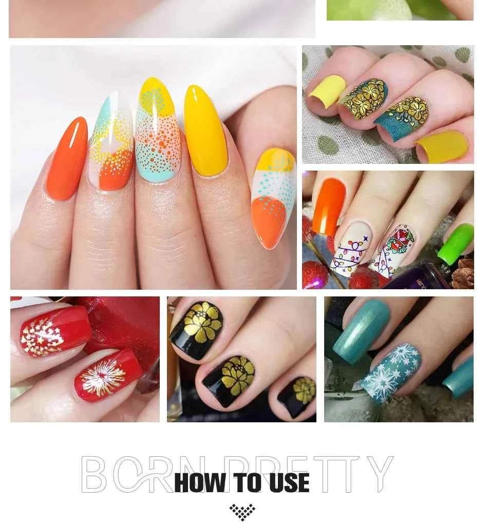 BORN PRETTY Stamping Nail Polish Set - Vibrant 10m Colors for Stunning Nail Art Designs