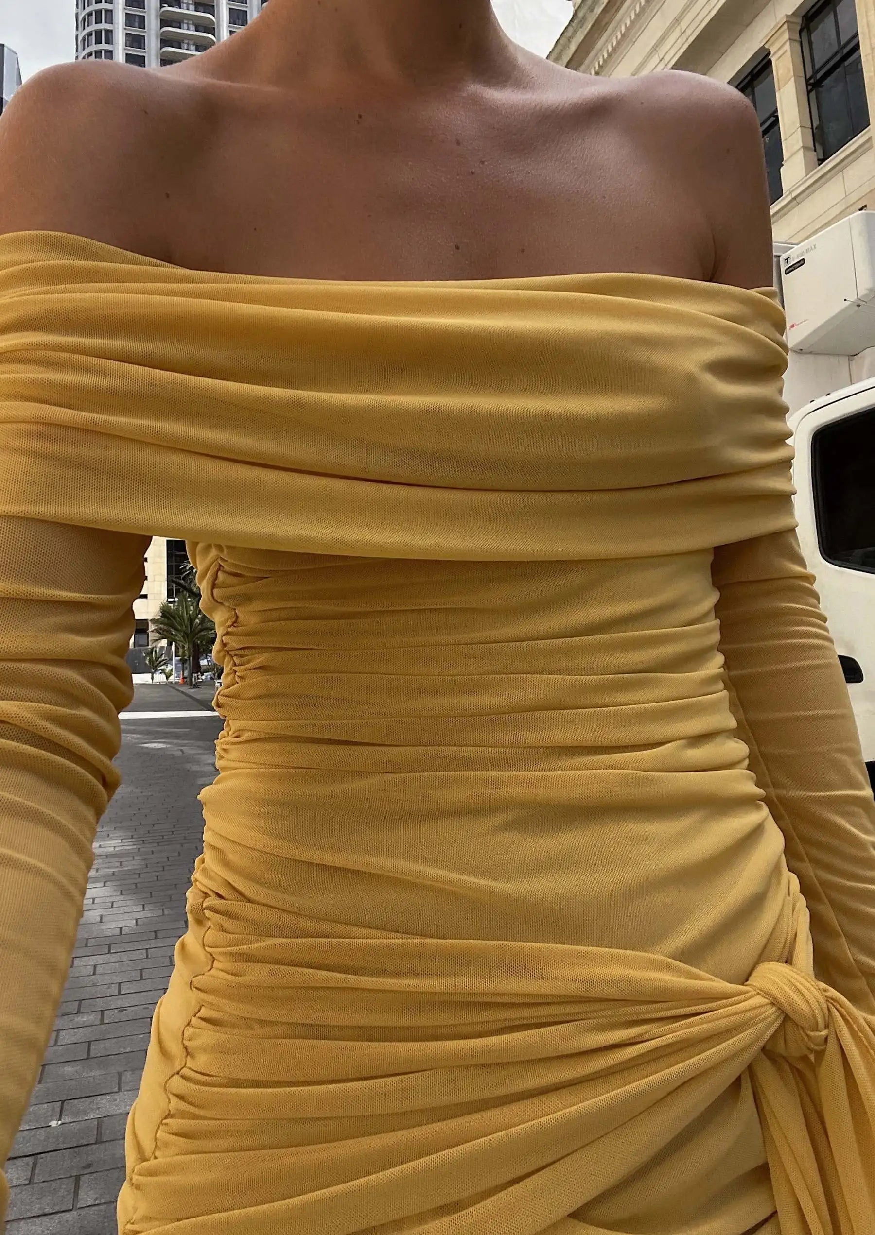Articat One Shoulder Mesh Dress - Double Layered, Pleated Skirt for Women - Perfect for Vacation & Party