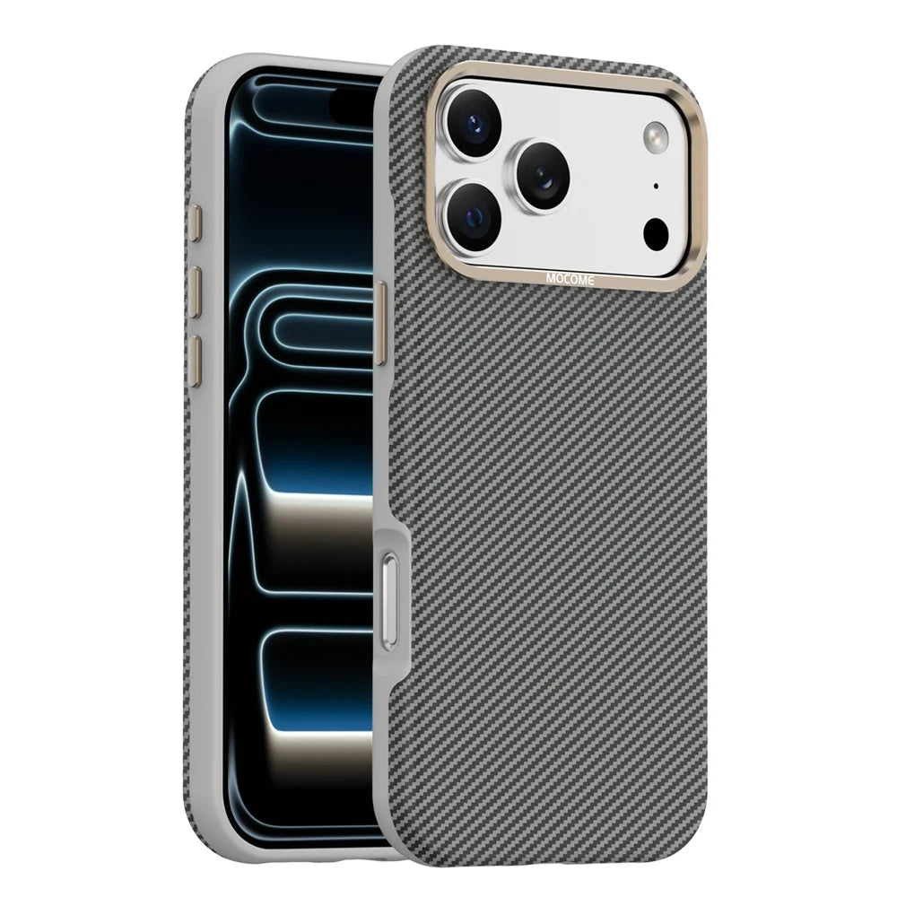 Luxury Built-in Magnet Magnetic Carbon Fiber Phone Case For iPhone 17 16 15 14 13 12 Pro Max Plus Solid Color Matte Back Cover