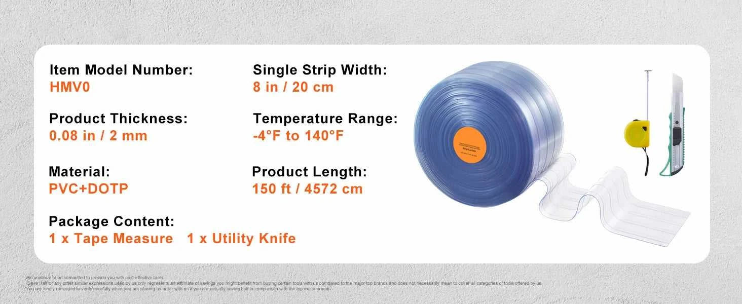 SucceBuy 150/164ft Clear Strip Curtain Ribbed Plastic Durable Door Strips PVC Bulk Roll for Warehouses Factories Supermarkets The jack market .AU The jack market .AU Home $ 163 14:173#150 ft x 8 in;200007763:201336101
