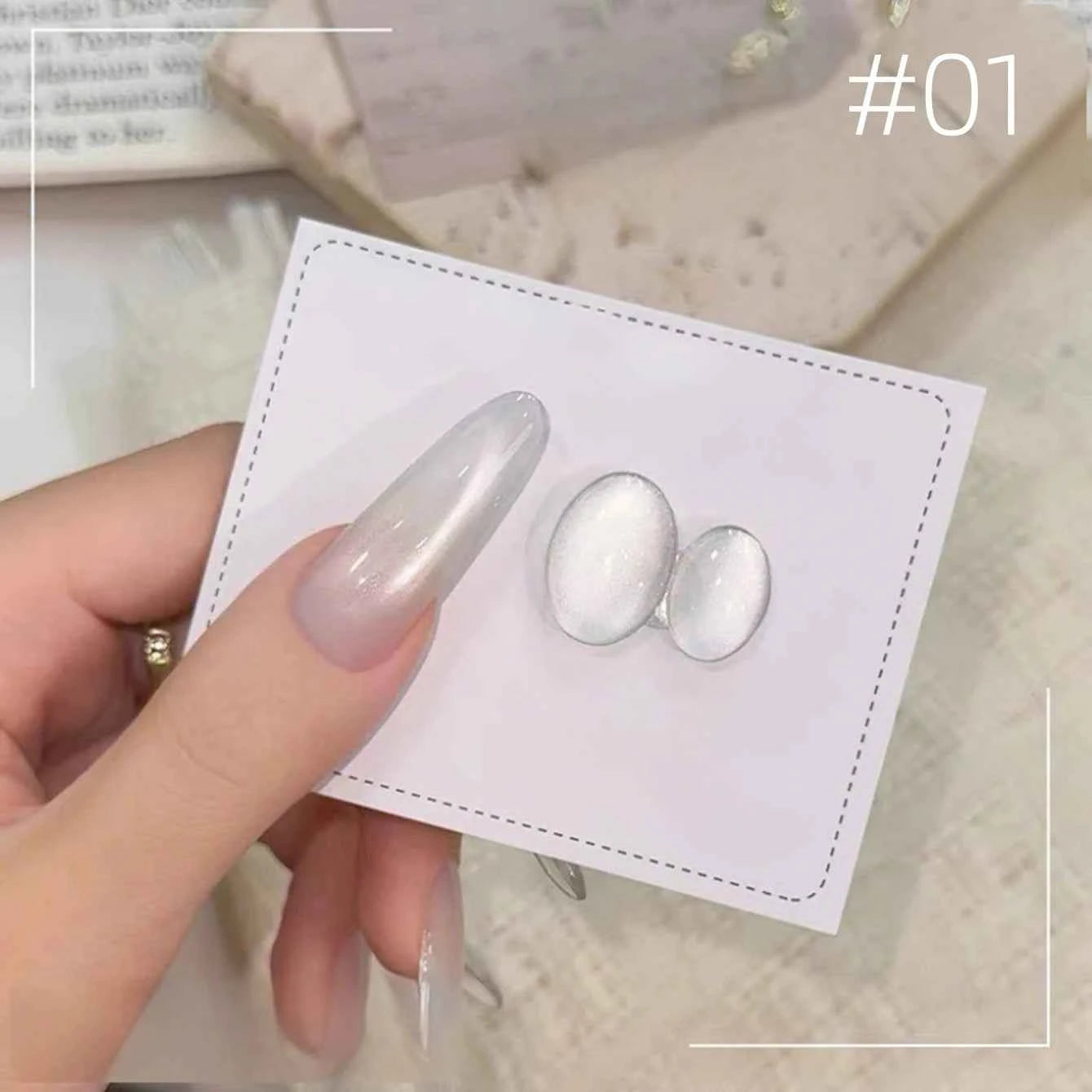 10ML 1-8pcs 2026 New Style Clear Universal White Glass Beads Cat Eye Magnet Gel Nail Polish Suitable For Toe Nails White Nails