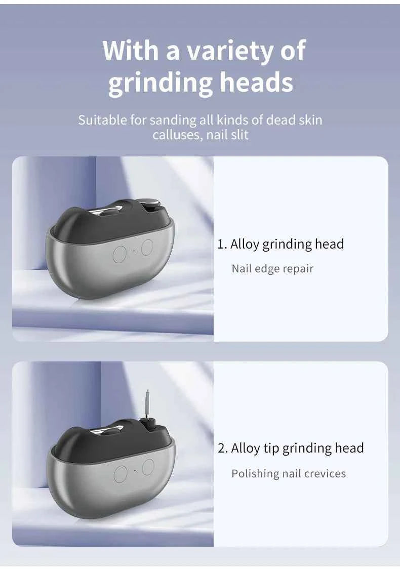 Rechargeable Electric Nail Clipper & Trimmer with Light - Portable Fingernail Cutter and Storage