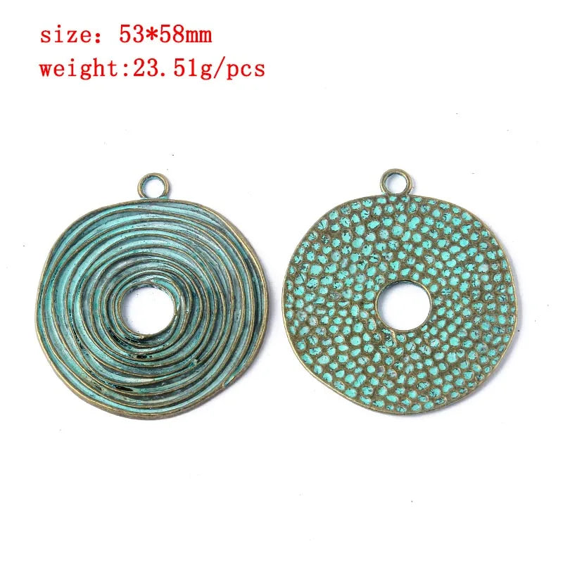 2pcs/lot Verdigris Patina Elephant/Heart/Leaf/Flower/Dragonfly/Butterfly/Swirl/Wing Pattern Pendant Fashion Jewelry Material