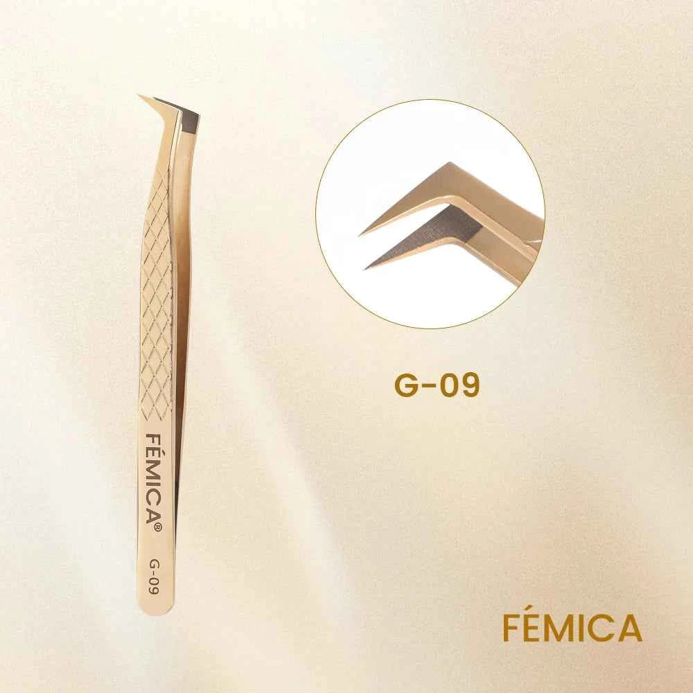 Femica Precision Anti-Slip Eyelash Tweezers for Flawless Volume Lash Extensions & Eyebrow Grooming