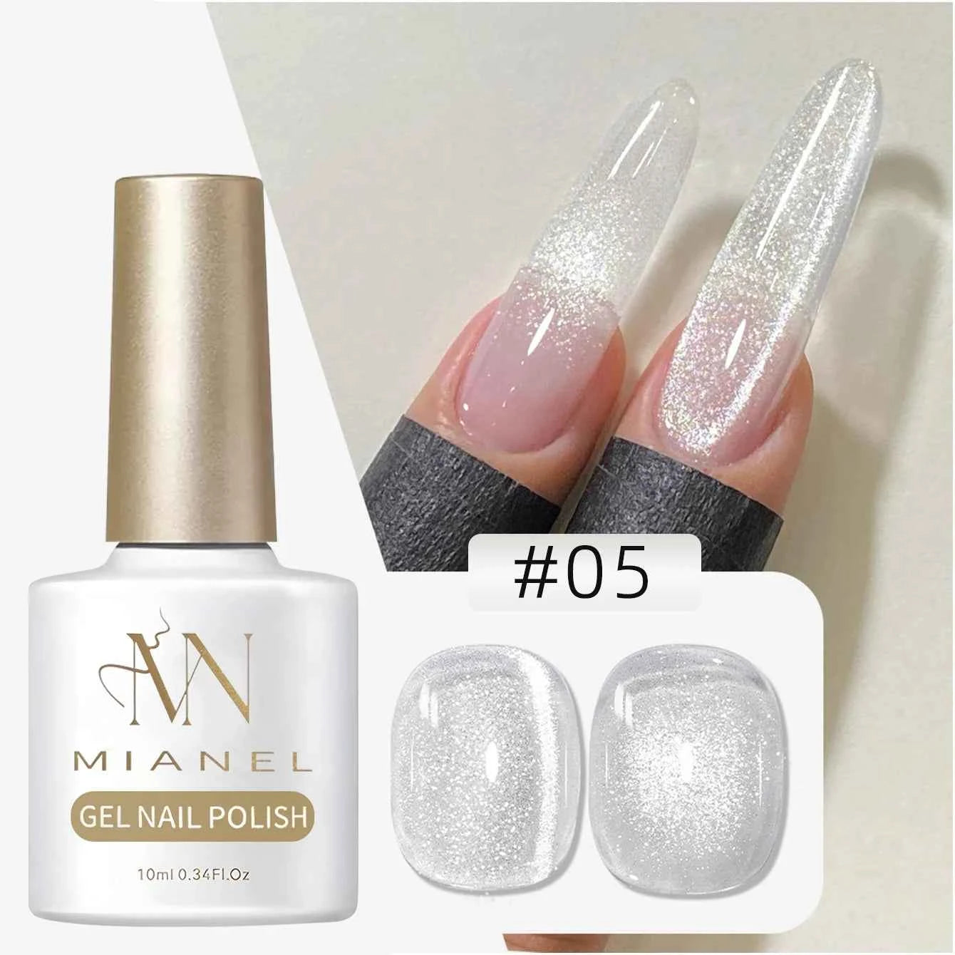 10ML 1-8pcs 2026 New Style Clear Universal White Glass Beads Cat Eye Magnet Gel Nail Polish Suitable For Toe Nails White Nails