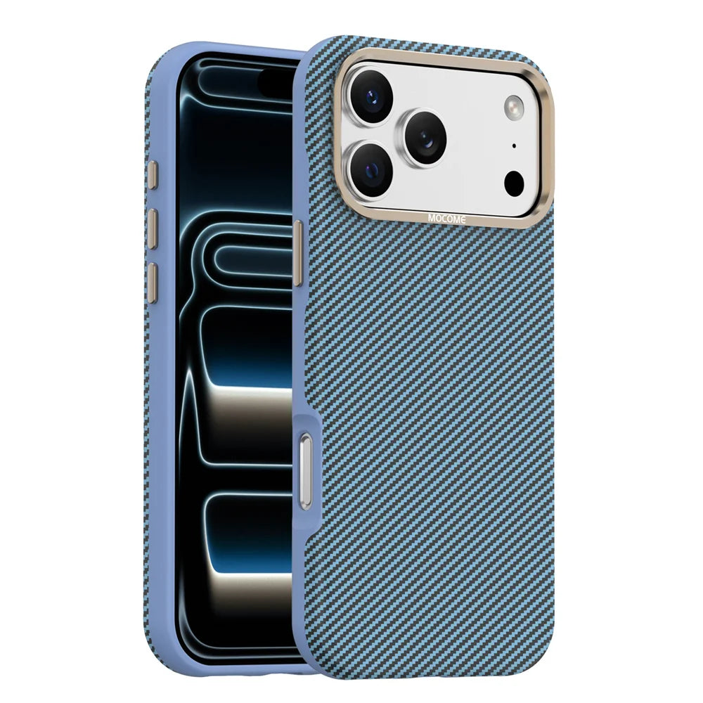 Luxury Built-in Magnet Magnetic Carbon Fiber Phone Case For iPhone 17 16 15 14 13 12 Pro Max Plus Solid Color Matte Back Cover