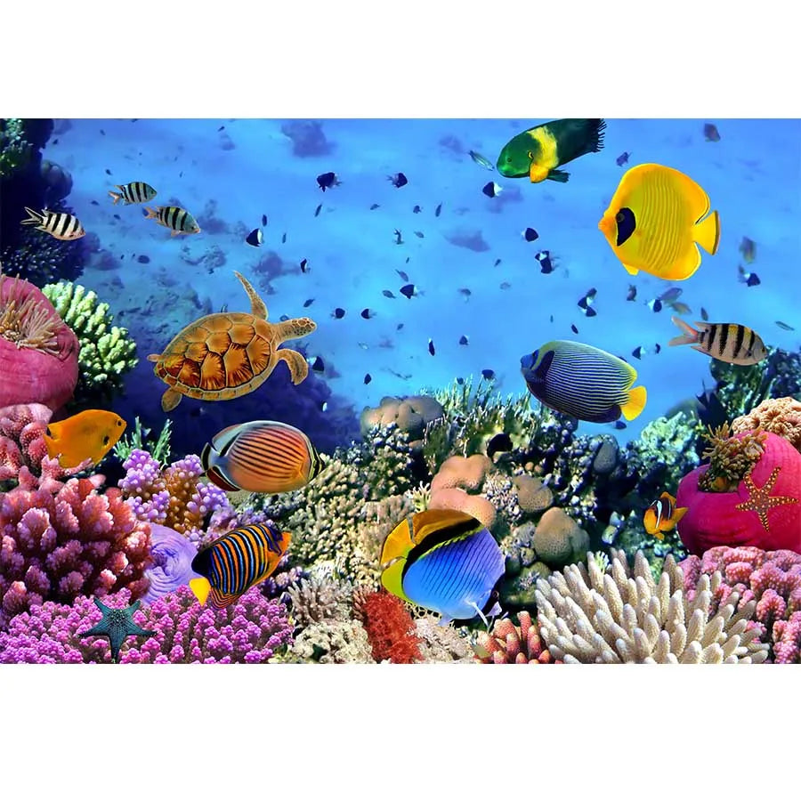 Underwater World Dolphin Coral Seaweed Seabed Aquarium Theme Photography Background Children Birthday Party Decor Backdrop