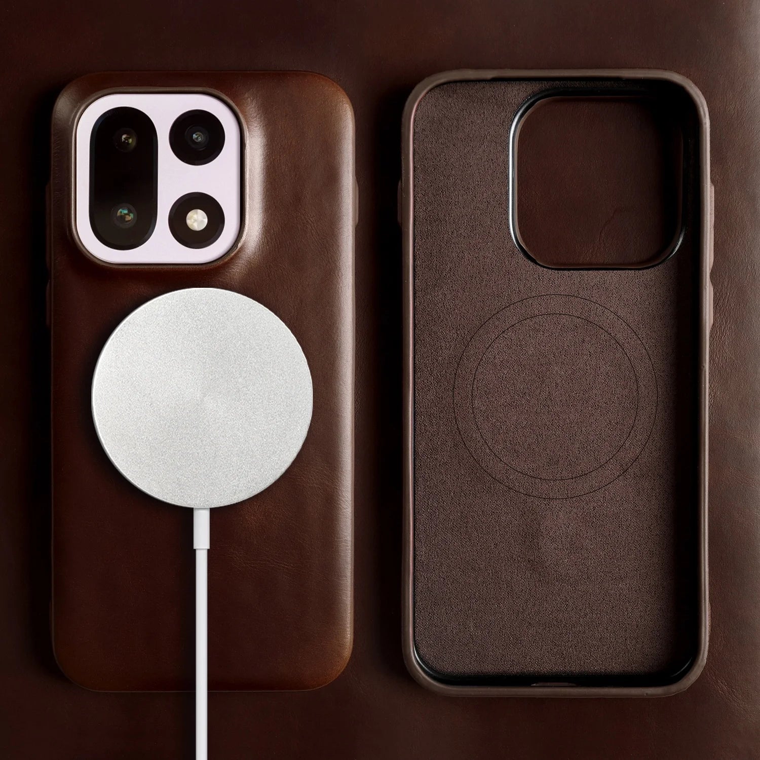 Luxury Magnetic Genuine Leather Case For Oneplus 15 11 12R 13R 10Pro Ace5 Pro Full Wrapped for Magsafe Back Cover Phone Cases